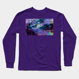 Purple blue and green with touch of white abstract river scape painting Long Sleeve T-Shirt